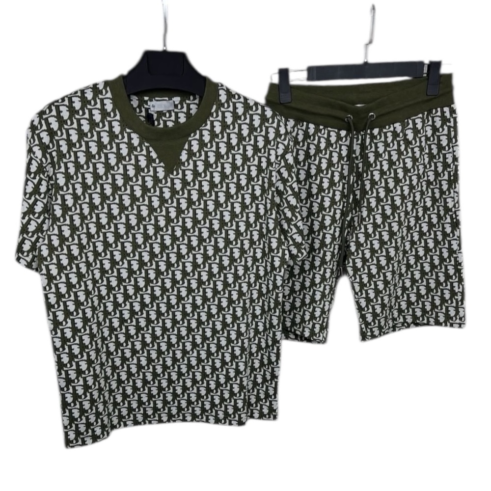 Dior Green and Cream Logo Shirt and Short